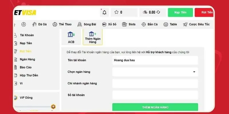 Nhà cái Betvisa chỉ hỗ trợ một phương thức rút tiền duy nhất